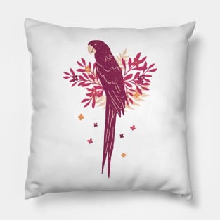 Ara parrot with Tropical Leaves Pillow