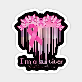 In October We Wear Pink Butterfly Heart Breast Cancer Month Magnet