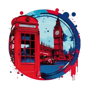 London with a red telephone box and Big Ben T-Shirt