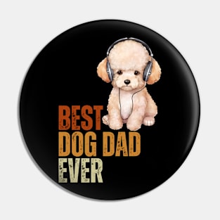 Vintage Best Dog Dad Ever Funny Puppy Poodle Dog Lover Pin