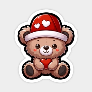 Cute Valentine's teddy Bear Holding a Heart Magnet