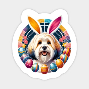 Havanese Delights in Easter with Bunny Ears and Eggs Magnet