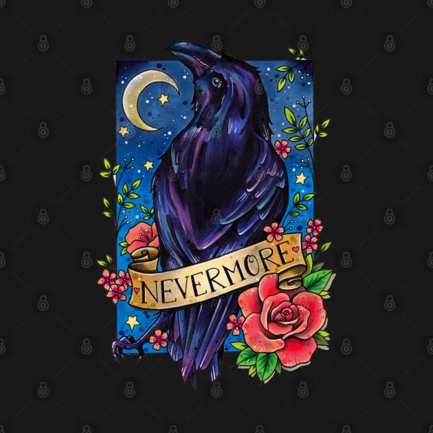 Black Raven and Scroll painting by Lorna Laine by Lorna Laine