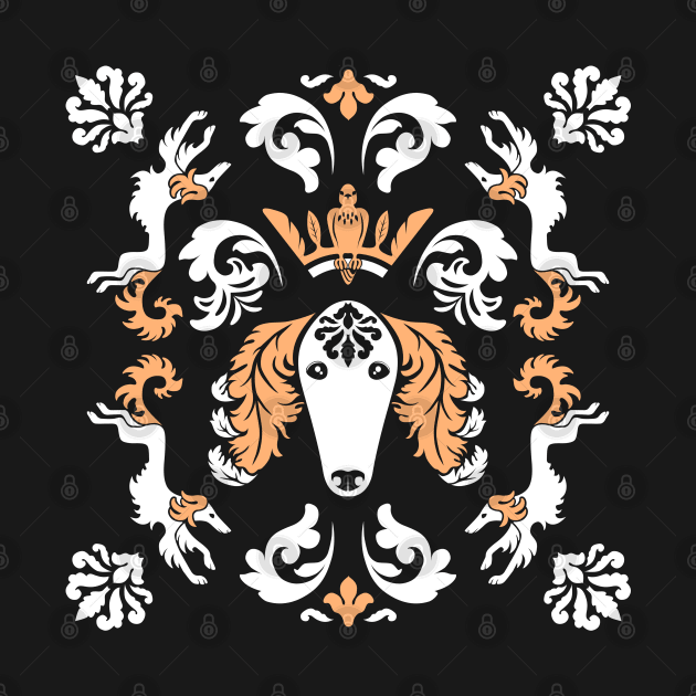 The Spirit of Saluki Damask (Black) by illucalliart