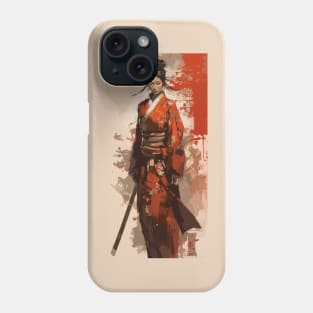 Samurai girl with katana Phone Case