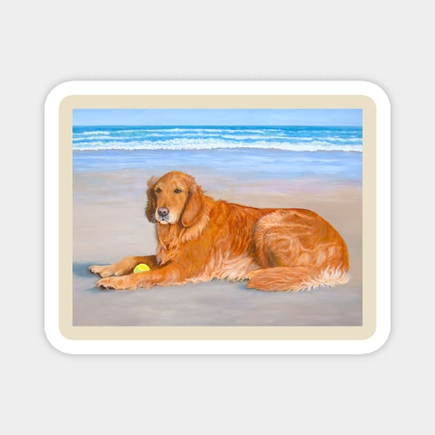 Golden Retriever at Beach Magnet by KarenZukArt