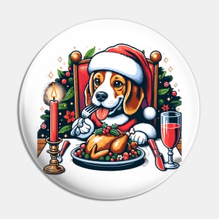 Beagle Dog Christmas Meal Pin