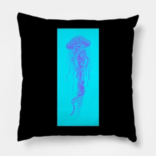 Spiral Jellyfish in Blue and Purple Pillow