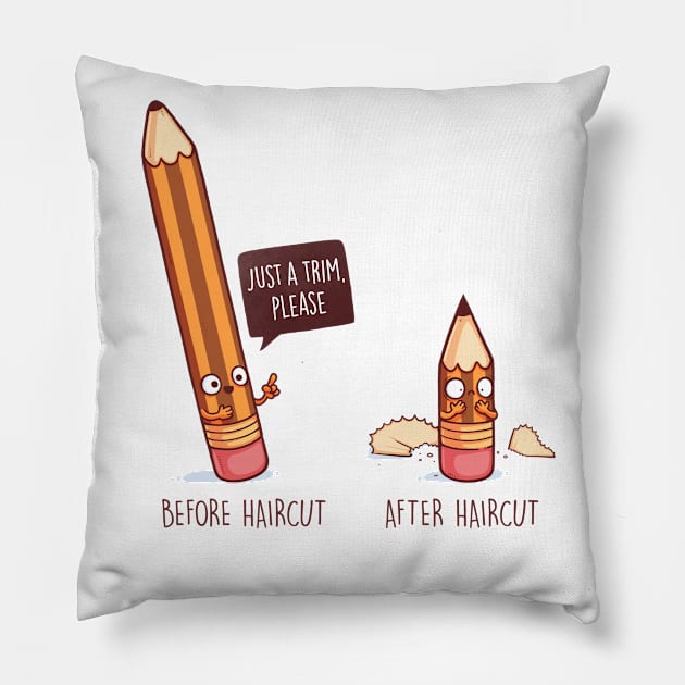 Before and After Haircut Pillow by Naolito