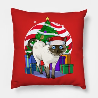 Siamese Cat Santa Christmas Gift Pillow