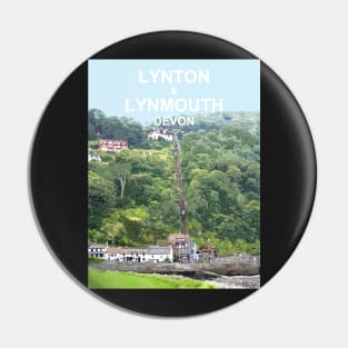 Lynton Lynmouth North Devon Cliff Railway Travel location poster Pin