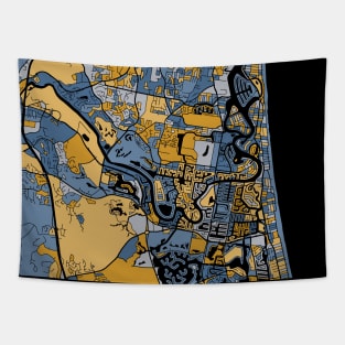 Gold Coast Map Pattern in Blue & Gold Tapestry