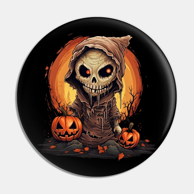 Eerie Halloween Ghoul, Spooky Season Delight Pin by Captain Peter Designs