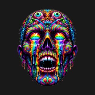 trippy zombie head melting T-Shirt