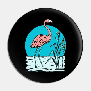 Pink Flamingo Nature Illustration Gift Pin