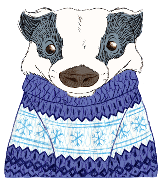 Badger in a Christmas Jumper Kids T-Shirt by shiro