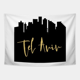 TEL AVIV ISRAEL DESIGNER SILHOUETTE SKYLINE ART Tapestry