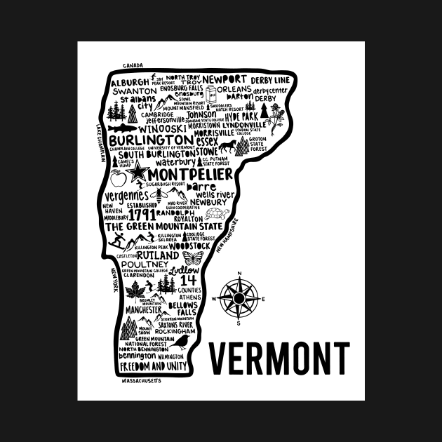 Vermont Map by fiberandgloss