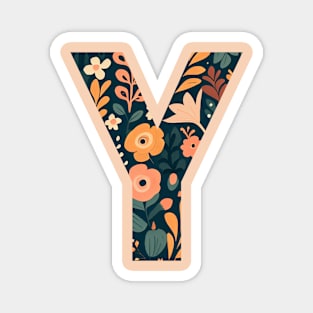 Whimsical Floral Letter Y Magnet