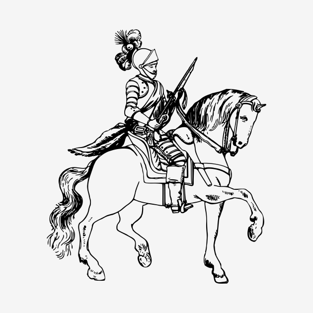 Medieval Knight on Horseback by Vintage Sketches