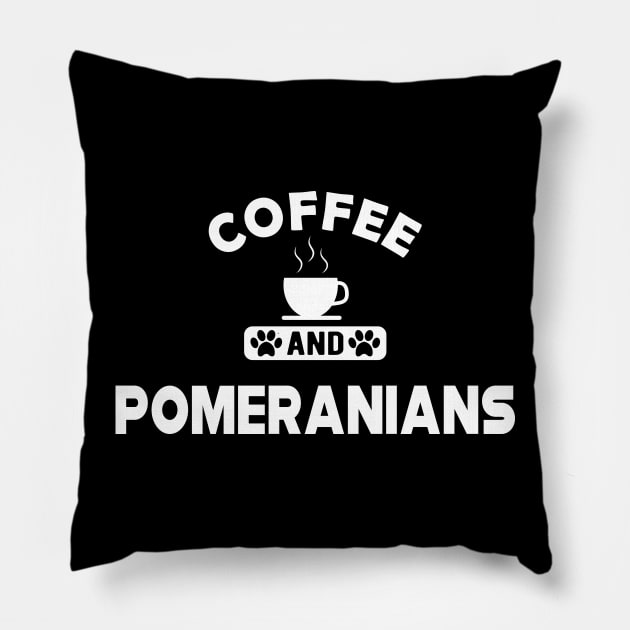 Pomeranian Dog - Coffee and pomeranians Pillow by KC Happy Shop