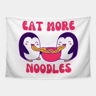 Eat More Noodles Penguins Tapestry