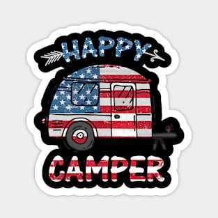 Camper Merica American Happy Pride Flag 4th of July Camping Magnet