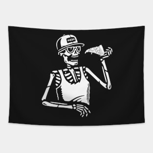 Skeleton Eating Pizza Tapestry