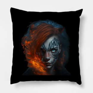 Tiger Stripe Face Lady Pillow