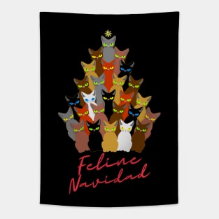 Funny Cat Lovers Feline Navidad Cat Christmas Tree Tapestry