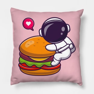 Cute Astronaut Hug Burger Cartoon Pillow