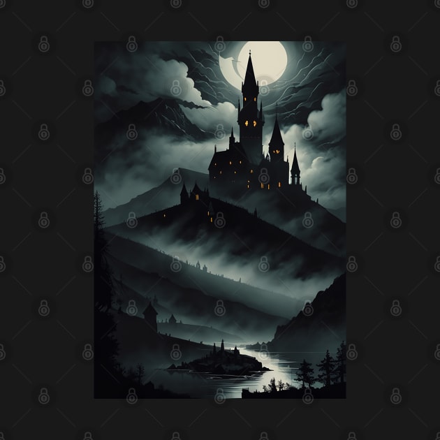 Spooky Castle on a Hill by CursedContent