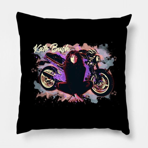 Retro Bike Kate Bush Fanart Design Pillow by Bingung Mikir Nama Design