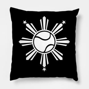 CoVA Tennis - Coastal Virginia Tennis Ball and Beach Waves Logo Design with Philippines Sun and Stars Pillow