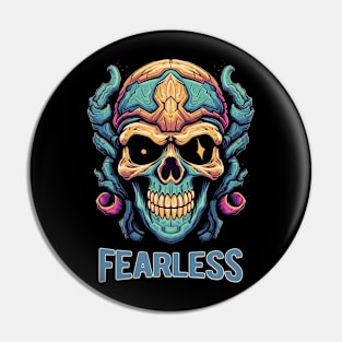 Fearless Retro Sci-fi Monster Skull Pin