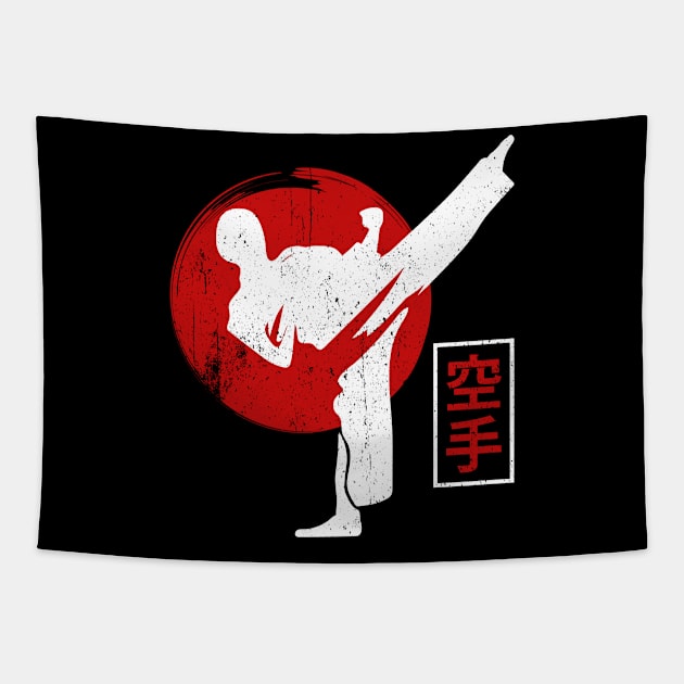 Karate Fighter Black Belt Karate Kick Tapestry by MzumO
