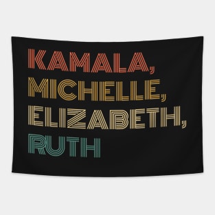 Kamala, Michelle, Elizabeth, & Ruth / Badass Feminist Political Icon Retro Sunset Tapestry