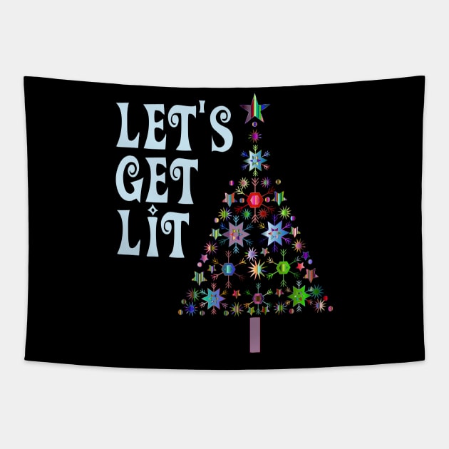 Funny Christmas Tree Let's Get Lit Tapestry by finedesigns