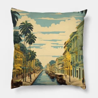 Manaus Brazil Vintage Tourism Travel Poster Pillow