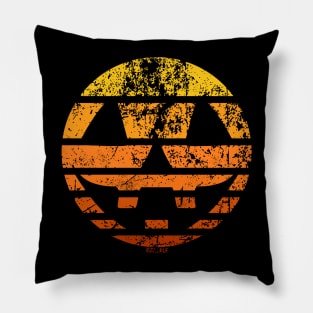 Jack-O-Lantern Retro Sunset (Distressed Version) Pillow