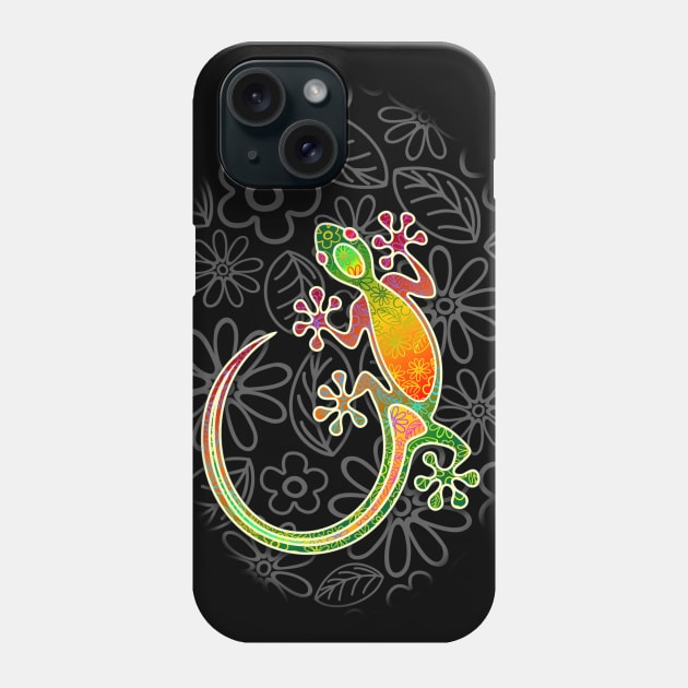 Gecko Floral Tribal Art Phone Case by BluedarkArt