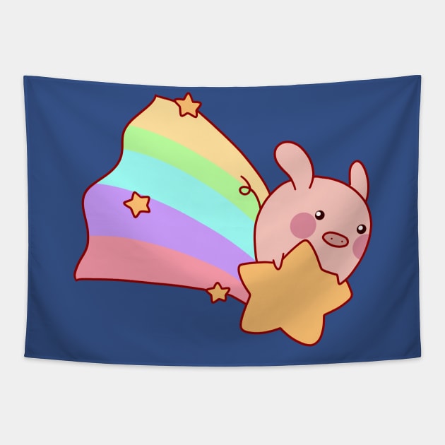 Rainbow Shooting Star Pig Tapestry by saradaboru