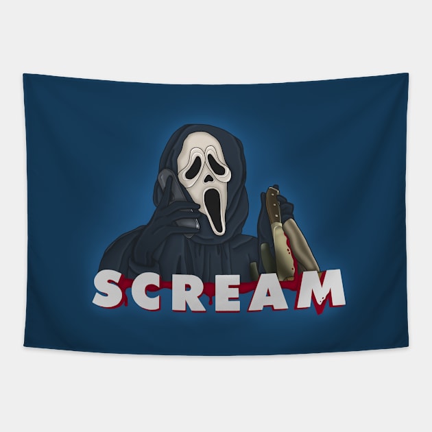 Scream - Ghost Face Calling Tapestry by Kath Fernweh