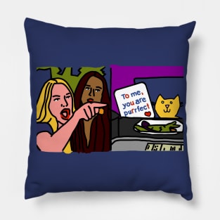 Perfect Woman Yelling at Cat Says You Are Purrfect Memes Pillow
