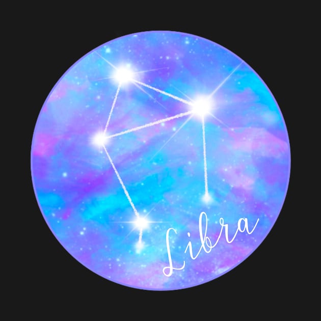 Libra zodiac sign test. Constellation on galaxy background by Orangerinka