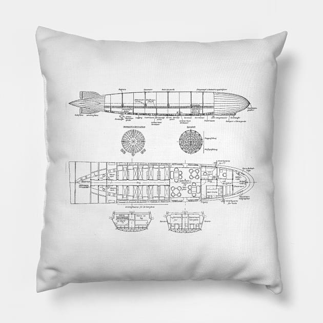 Zepplin Diagram (black) Pillow by Big Term Designs