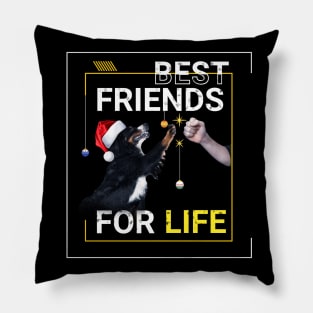 Bernese Mountain Dog Best Friends for Life Christmas Pillow