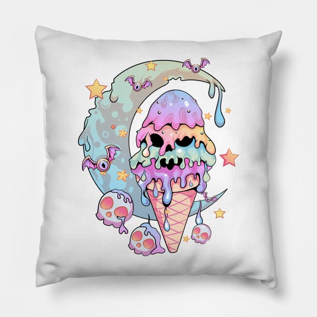 Pastel Goth Ice cream Kawaii Pillow by DionArts