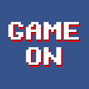 Pixelated Game On in blue background T-Shirt