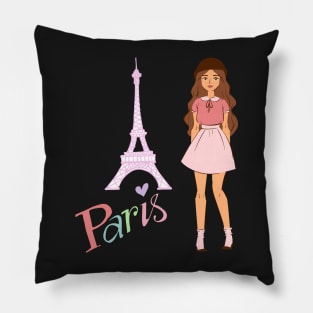 Paris and girl Pillow